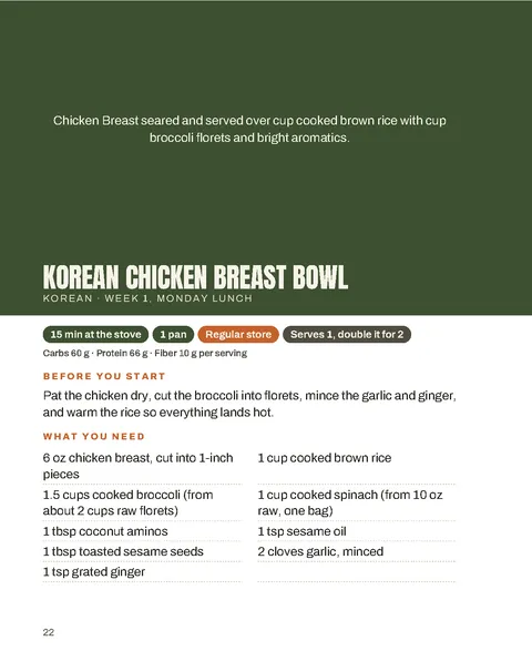 A recipe spread, the left page