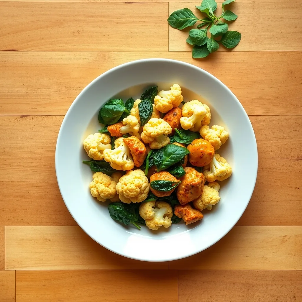 Chicken Tikka with Cauliflower and Spinach