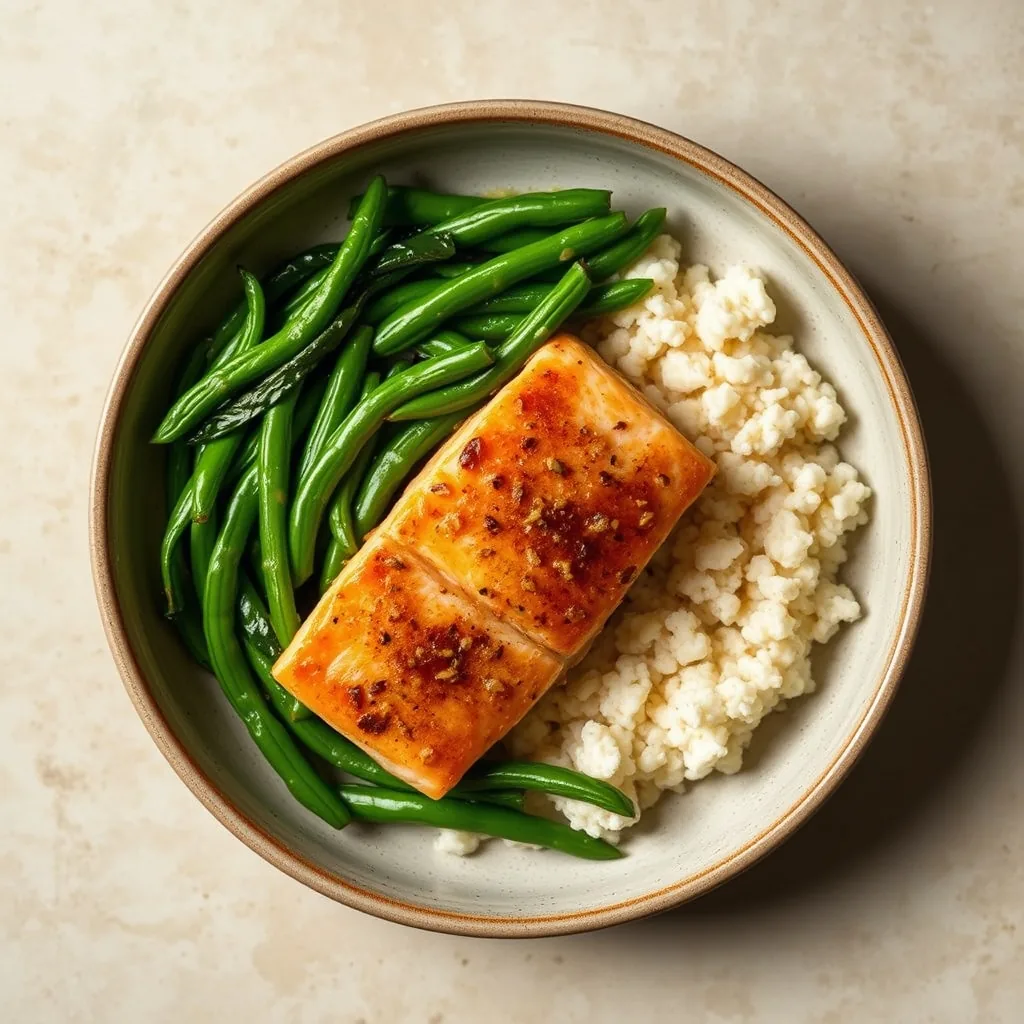 Miso Ginger Salmon with Green Beans and Spinach