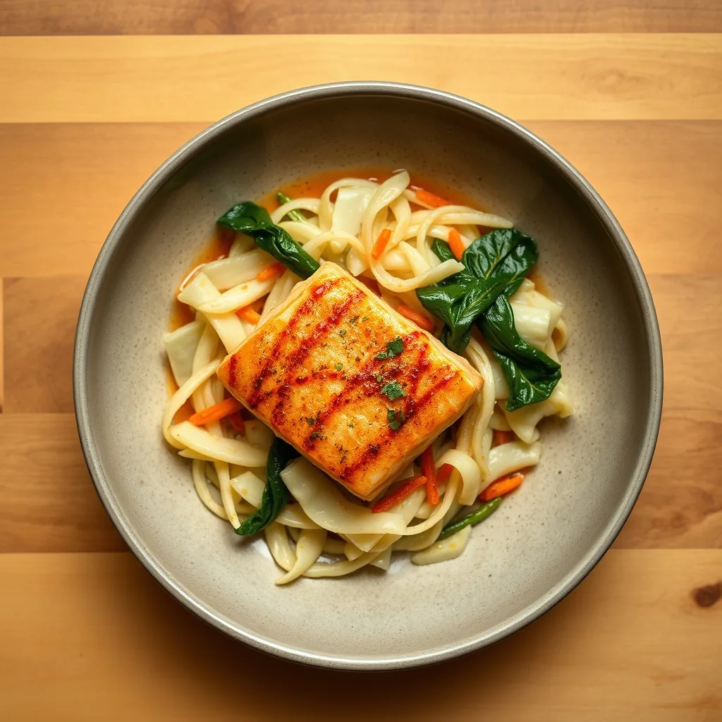 Korean Gochugaru Cod with Cabbage and Chard