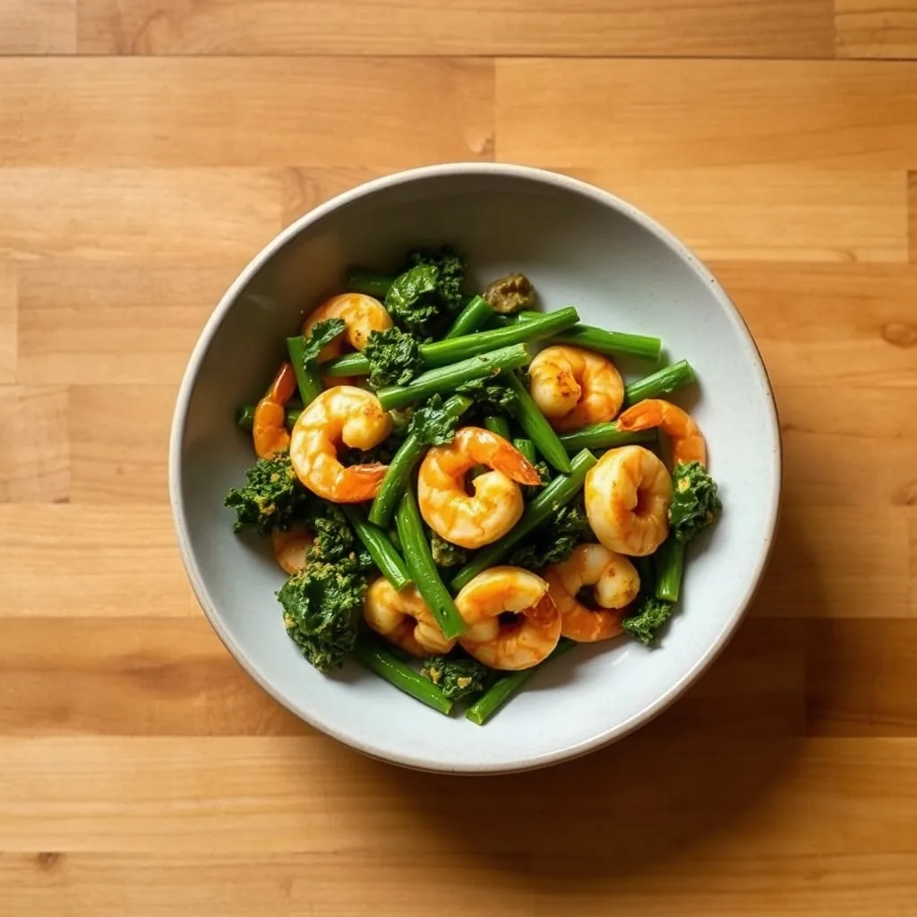 Indian Curried Shrimp with Green Beans and Kale