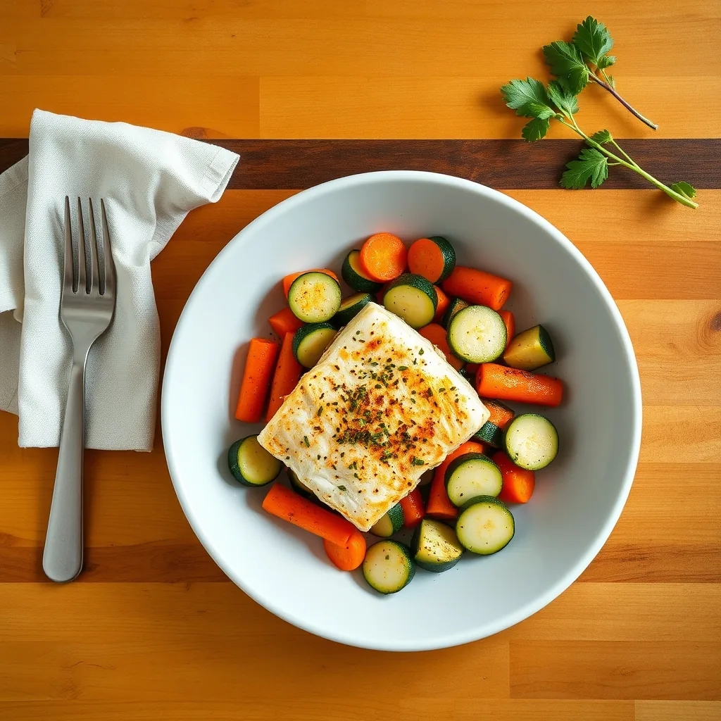 Spanish Smoked Paprika Cod with Carrots and Zucchini