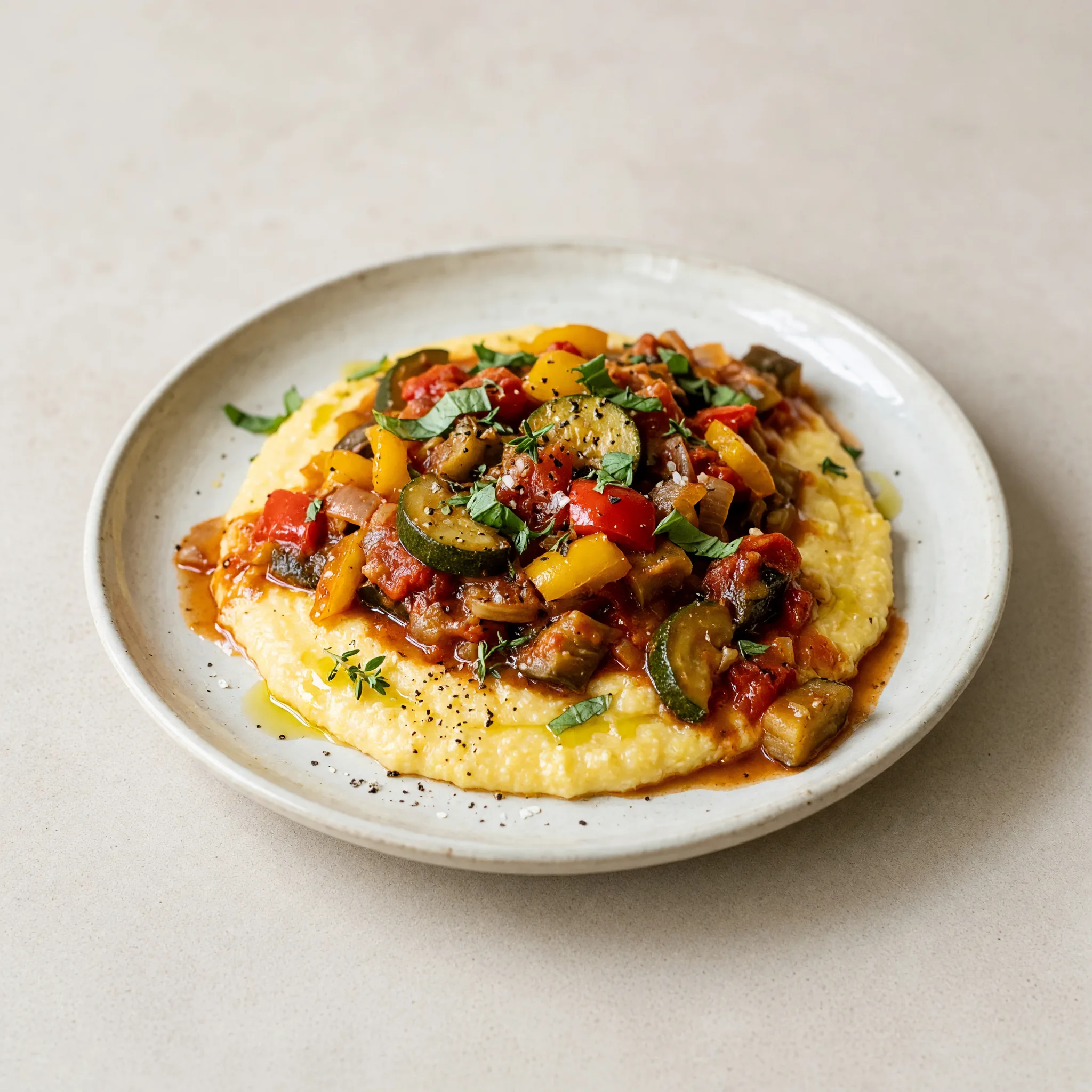 Ratatouille over Polenta